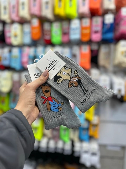 جوراب ساقدار طرح تدی و مستربین